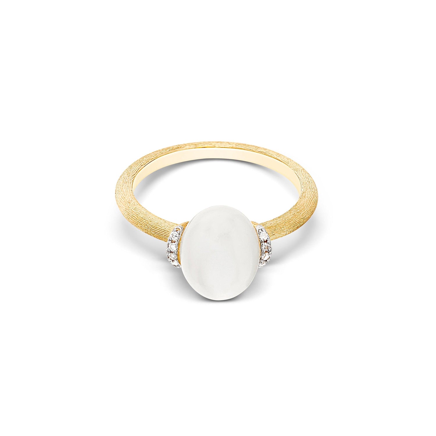 WHITE DESERT "AMULETS" GOLD, DIAMONDS AND MOONSTONE RING (SMALL)